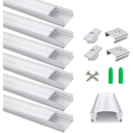 LED Aluminum Profile Channel U Shape 3.3ft Silver Diffuser 6 Pack LightingWill