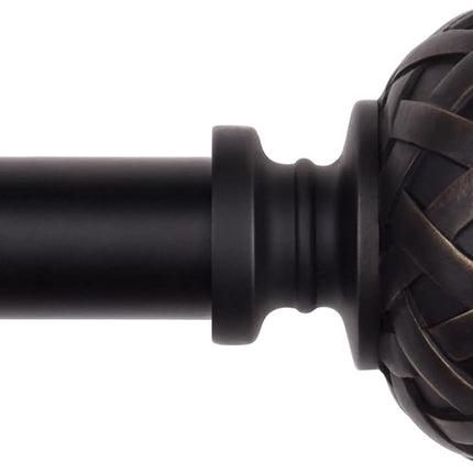 3pcs SZXIMU Curtain Pole 182-365cm (72-144''), Extendable, Netted Finials, Black
