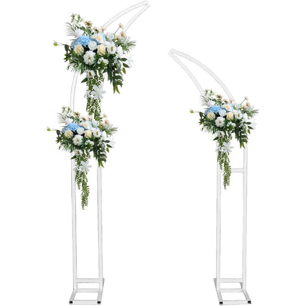 Metal Wedding Backdrop Stand Moon Shape Arch 2.1M 1.8M 2Pcs Maxant