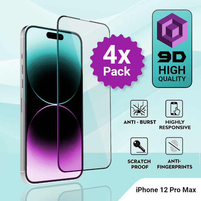 4 Pack iPhone 12 Pro Max Tempered Glass Screen Protector