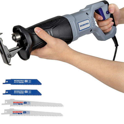 WORKPRO 710W Reciprocating Saw, 4 Blades, 2800 RPM, Variable Speed, Corded