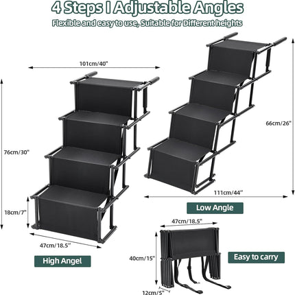 Foldable Dog Ramp Adjustable Non Slip Pet Steps For Car Bed 176lbs Fellie