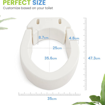Hinged Toilet Seat Riser Raised Elongated Elevated Seat 10cm OasisSpace