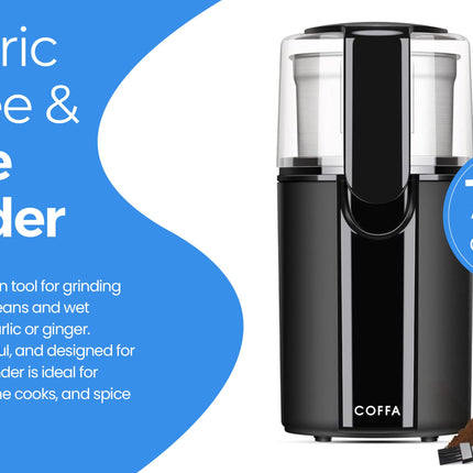 Electric Coffee and Spice Grinder 2 Bowls for Wet and Dry Grinding 70g COFFA