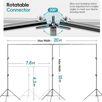 EMART 6x3m Pro Photo Studio Backdrop Stand Kit with Clamps & Bag