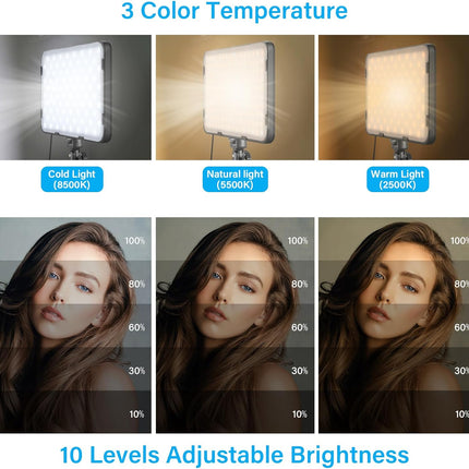 3 Pack LED Video Light with 70 Inch Tripod Stand 2500-8500K Photography Obeamiu
