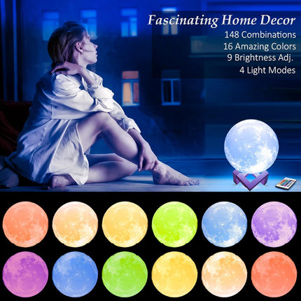 Moon Beam 3D LED Light 15cm - Home Decor LED Lamp - Moon Model Light Up Wireless
