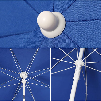Sekey® 1.6m Tilting Beach Umbrella, UV20+ Sunscreen, Portable with Cover - Blue