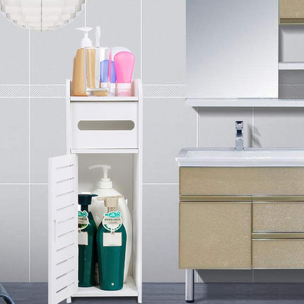 Small Bathroom Cabinet White 3 Tier Freestanding Tissue Box Storage Ejoyous