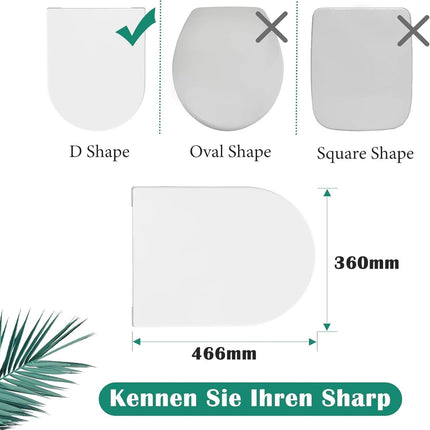 STOREMIC Soft Close Toilet Seat D Shape, White, Quick Release, PP Material