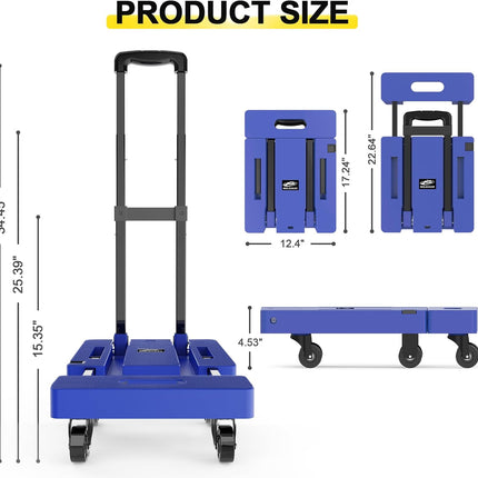 Folding Hand Truck 230KG Portable Dolly 6 Wheel Trolley Black SOLEJAZZ