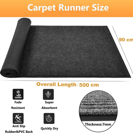 Hallway Carpet Runner 90x500cm Non Slip Extra Long Washable Rug Nisorpa