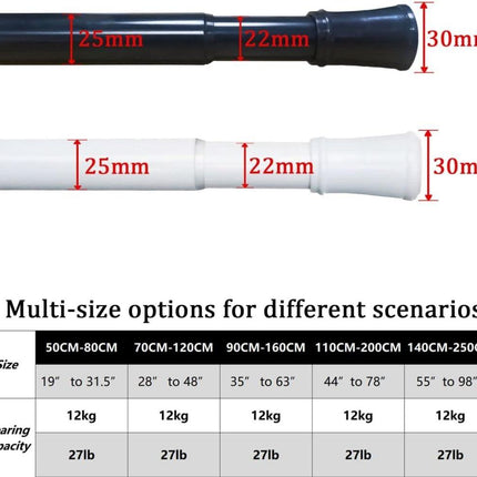 2PCS Extendable Curtain Rods Black Telescopic Spring, 70.5-120CM