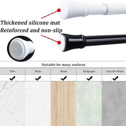 2PCS Extendable Curtain Rods Black Telescopic Spring, 70.5-120CM
