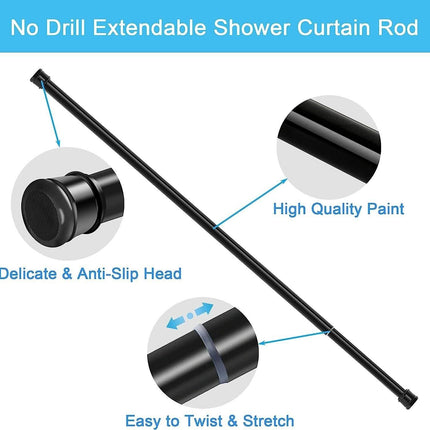 Shower Curtain Rod Extendable No Screws 2PCS 50-80cm Window Doorway
