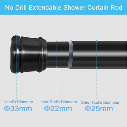 Shower Curtain Rod Extendable No Screws 2PCS 50-80cm Window Doorway