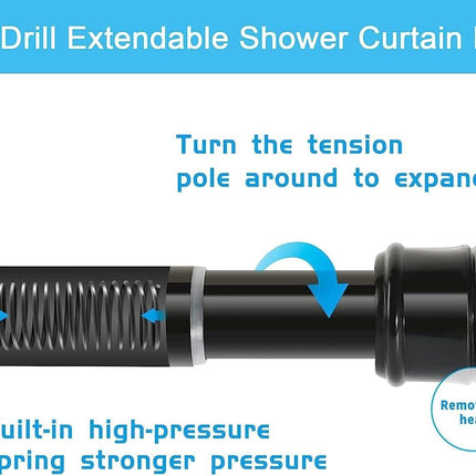 Shower Curtain Rod No Drill Extendable Anti Slip 2PCS 50-80cm Aiitomg
