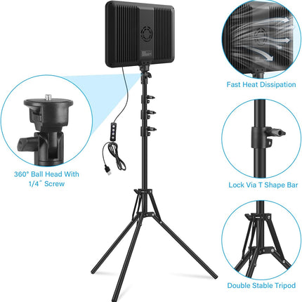 3 Pack LED Video Light with 70 Inch Tripod Stand 2500-8500K Photography Obeamiu