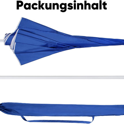 Sekey® 1.6m Tilting Beach Umbrella, UV20+ Sunscreen, Portable with Cover - Blue