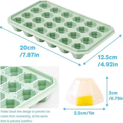 Reusable Ice Cube Trays with No Spill Lid Easy Release 48 Cubes Whiskey Cocktail