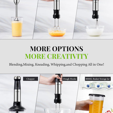 Hand Blender 1200W Stick Blender 6 in 1 Chopper Whisk Turbo SHARDOR