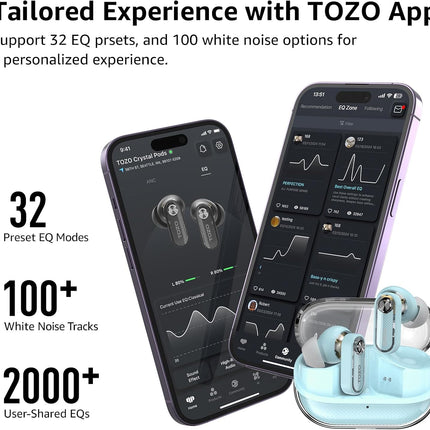 Hybrid Active Noise Cancelling Wireless Earbuds 35H Playtime IPX5 TOZO