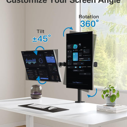 HUANUO Dual Monitor Stand 14–32", Desk Mount Arm, VESA 75/100
