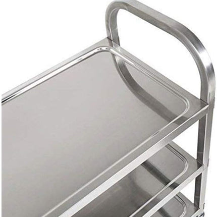 3 Tier Catering Trolley Stainless Steel with Locking Wheels 75x40x83cm Nisorpa