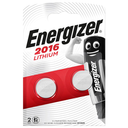 Energizer CR2016 3V Lithium Coin Cell Battery - Pack of 2