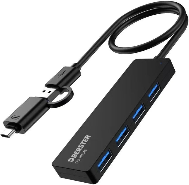4-Port USB C and A Hub Splitter Ultra Slim Fast 5Gbps data for Mac Windows Linux