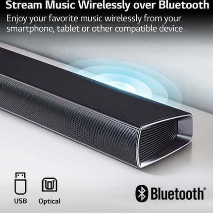 LG SQC1 SOUNDBAR 2.1 160W BLUETOOTH 4.0  COMPACT WIRELESS SUBWOOFER OPTICAL USB