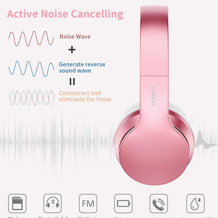 Bluetooth 5.3 Wireless Headphones Over Ear Foldable Stereo Mic LOBKIN