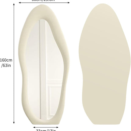 Asymmetrical Wavy Full Length Mirror 168x68cm Arch Floor Standing CEIEVER