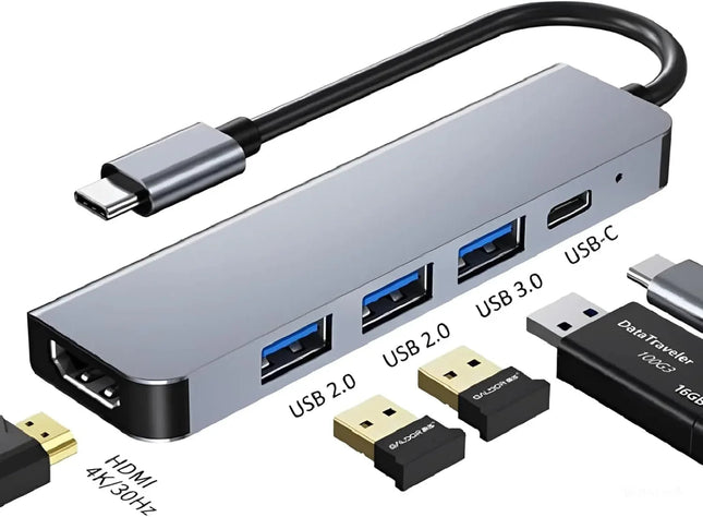 USB Type C Multiport Adapter 5-in-1 Docking Station with PD Charging HDMI 4K