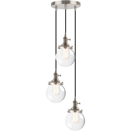 3 Light Pendant Chandelier Vintage Industrial Globe Glass E27 Phansthy