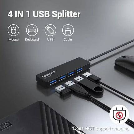 4-Port USB C and A Hub Splitter Ultra Slim Fast 5Gbps data for Mac Windows Linux
