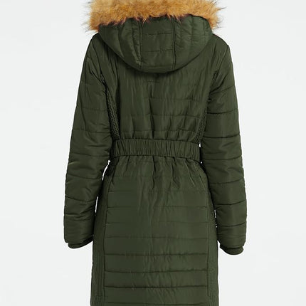 Wantdo Women's Long Winter Puffer Coat Waterproof Jackets Army Green