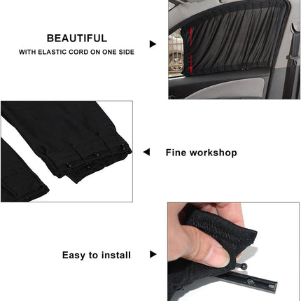 Car Side Window Sunshades 2PCS Auto Privacy Curtains UV Protection Shades