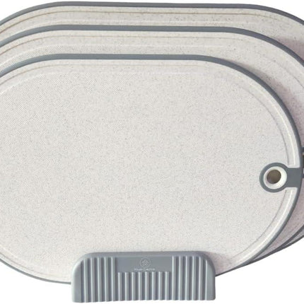 Grey Plastic Chopping Board Set 3-Piece - Non Slip, Handles, Kitchen Prep