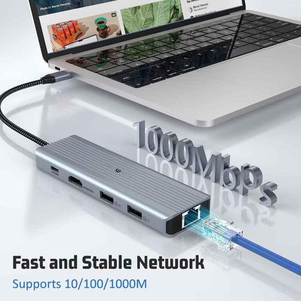 Multiport 10 in 1 USB C Docking Station HDMI, TF Reader, USB A & C Ethernet