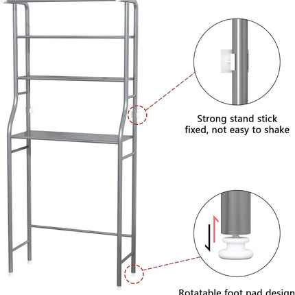 3-Tier Drum Storage Rack Space-Saving Bathroom Organizer Silver MOYIPIN