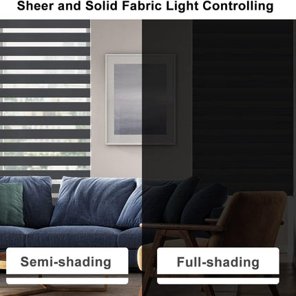 Zebra Roller Blind Day Night Window Blind Light Filtering 60x230cm Dark Grey Kokorona