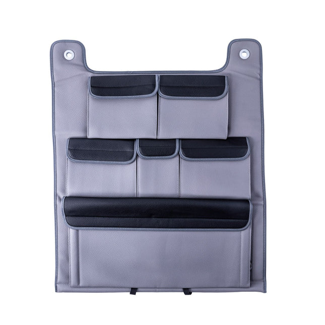 For VW van Seat Organiser  T6 / T6.1 Transporter Campervan Leatherette Double Back (Grey with Black Lids)