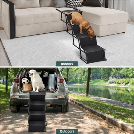 Foldable Dog Ramp Adjustable Non Slip Pet Steps For Car Bed 176lbs Fellie