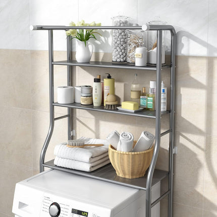 3-Tier Drum Storage Rack Space-Saving Bathroom Organizer Silver MOYIPIN