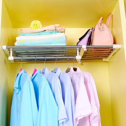 BAOYOUNI Extendable Closet Shelf Rod Organizer, Heavy-Duty Metal Divider 40-60cm