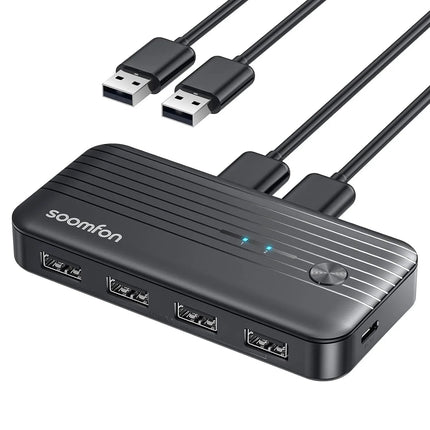 KVM USB 3.0 Switcher for 2 PCs to Share USB Devices 5Gbps High Speed 2 In 4 Out