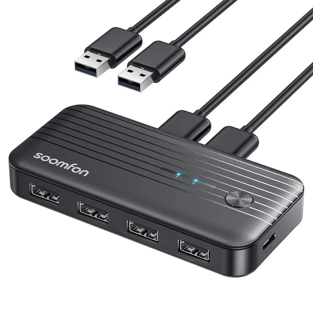KVM USB 3.0 Switcher for 2 PCs to Share USB Devices 5Gbps High Speed 2 In 4 Out