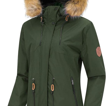 Womens Ski Jacket Waterproof Snowboarding Winter Coat Army Green XL Wantdo