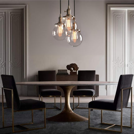 3 Light Pendant Chandelier Vintage Industrial Globe Glass E27 Phansthy